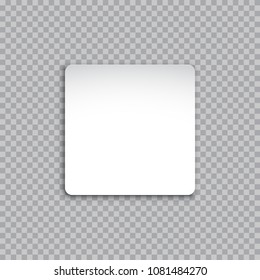Vector white square sticker isolated on transparent background.
