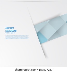 Vector white squares. Abstract background blue and shadow