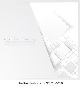 Vector white squares. Abstract background. Gray blank 