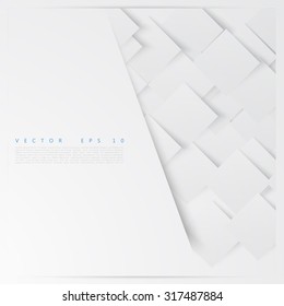 Vector white squares. Abstract background. Gray blank 