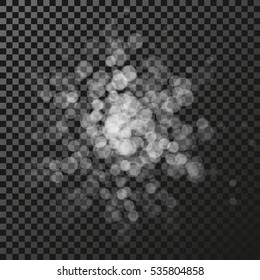 Vector white star symbol on the dark background - glitter snowflake, transparency stellar flare. Shining reflection.
