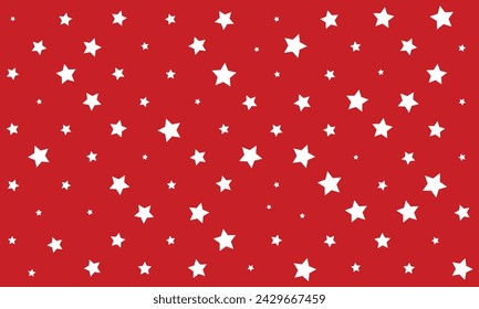vector white stars pattern wrapping paper with red background