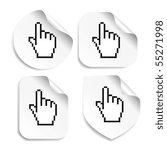 Vector white stickers with cursor of hand