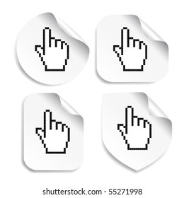 Vector white stickers with cursor of hand