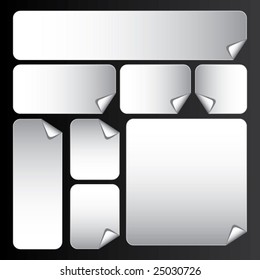 vector white stickers with rounded corners