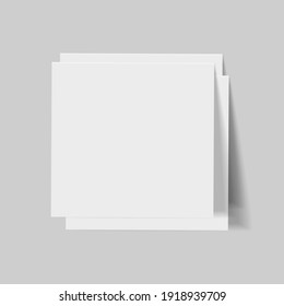 Vector White Stickers, Square Papers Isolated on white background, Blank Text Frame Template, White Note Paper.