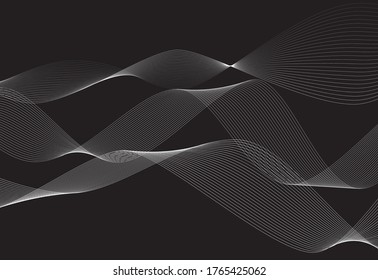 Vector white stripes on a black background in modern minimalism design