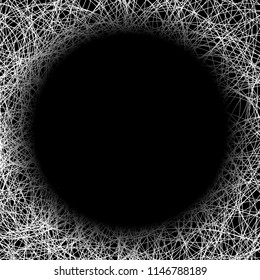 Vector White Strokes on Black Background. Careless Sketch.