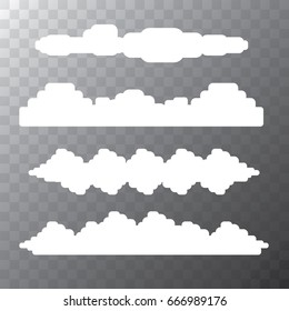 vector white summer clouds isolated isolated on transparent background. flat sky cloud icon collection