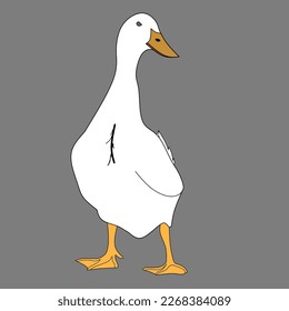 Vector cisne blanco parado en posición vertical