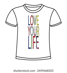 vector white t- shirt ,colorful text design