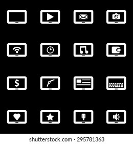 Vector white tablet icon set.
