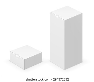 Vector white tall folded box with lock design template. Illustration on white background