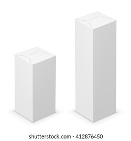 Vector white tall folded box design template. Illustration on white background