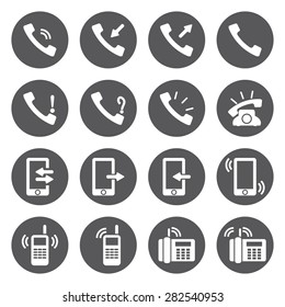 Vector white telephone icons set on white background