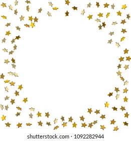 Vector white template with gold stars.  Illustration of flying shiny stars. Decorative element. Bright design pattern. Suitable for your design, cards, invitations, gift, vip.