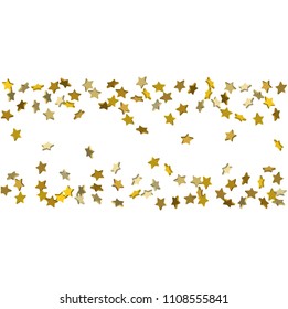 Vector white template with gold stars.  Illustration of flying shiny stars. Decorative element. Bright design pattern. Suitable for your design, cards, invitations, gift, vip.