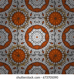 Vector white textile print. Floral tiles. Pattern oriental ornament. White pattern on orange background with white elements. Islamic design.