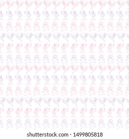 Vector white texture-like horizontal anthropomorphic characters seamless pattern background