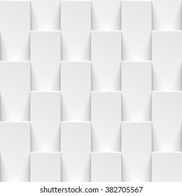 Vector white tile pattern panel background. Seamless geometric twisted design. 3D texture interior wall panel for graphic or website template layout.