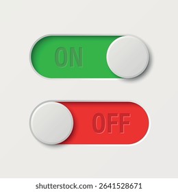 Vector White Toggle Switch Set. Realistic Toggle Switch. On Off Button, Modern Toggle Switch for User Interface, App, Web, Settings, Technology. UI Element, Control Panel