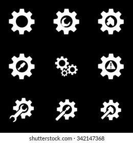 Vector white tools in gear icon set.