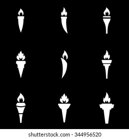 Vector white torch icon set.