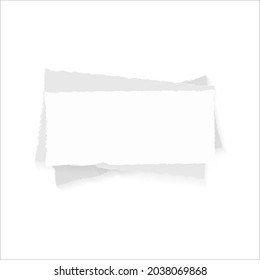 Vector White Torn Paper Pieces Isolated on White Background, Blank Frame Template, Vintage Paper Banner.
