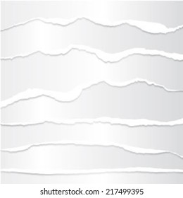 Vector white torn papers. Set. Eps 10 