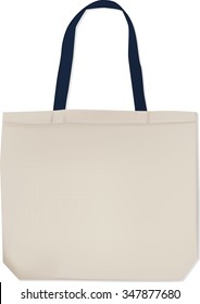 Vector white tote bag with black handles for your design