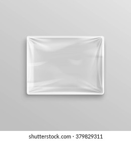 Vector White Transparent Empty Disposable Plastic Food Container for package design Top View Close up Isolated on Background