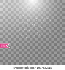 Vector white transparent energy spotlight scene with lightning background. Abstract light effect power modern design