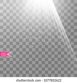Vector white transparent energy spotlight scene with lightning background. Abstract light effect power modern design