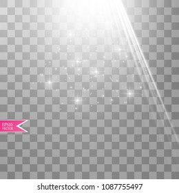Vector white transparent energy spotlight scene with lightning background. Abstract light effect power modern design
