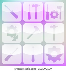 Vector white  transparent settings icons set