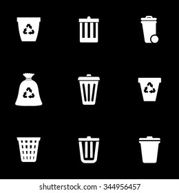 Vector white trash can icon set.  