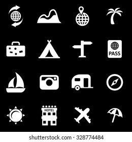 Vector white travel icon set.