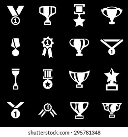 Vector white trophy and awards icon set. 