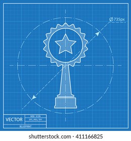 Vector white trophy and awards with star icon