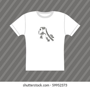 Vector white T-shirt design with ornamental pattern