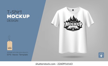 Vector white t-shirt realistic mockup, front view template design, EPS10 Vector illustration.