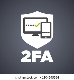 Vector White Two Factor Authentication Icon On Grey Background