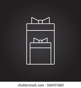 Vector white two presents icon on dark background 