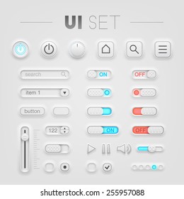 Vector white UI set. High quality design elements