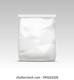 Vector White Vertical Sealed Empty Transparent Plastic Bag for Package Design  Close up Isolated on White Background