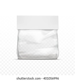 Vector White Vertical Sealed Empty Transparent Plastic Bag for Package Design  Close up Isolated on Transparent  Background