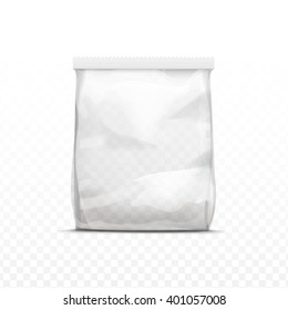 Vector White Vertical Sealed Empty Transparent Plastic Bag for Package Design  Close up Isolated on Transparent  Background