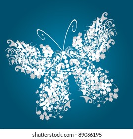vector white vintage butterfly