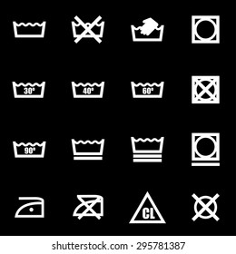 Vector white washing signs  set on black background