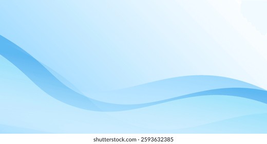 Vector white wavy glowing lines on a blue background. Futuristic digital high-technology abstract modern design